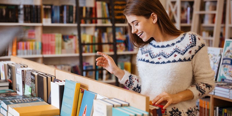 Woman in book store