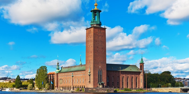 Scenic summer view of the City Hall castle in the Old Town