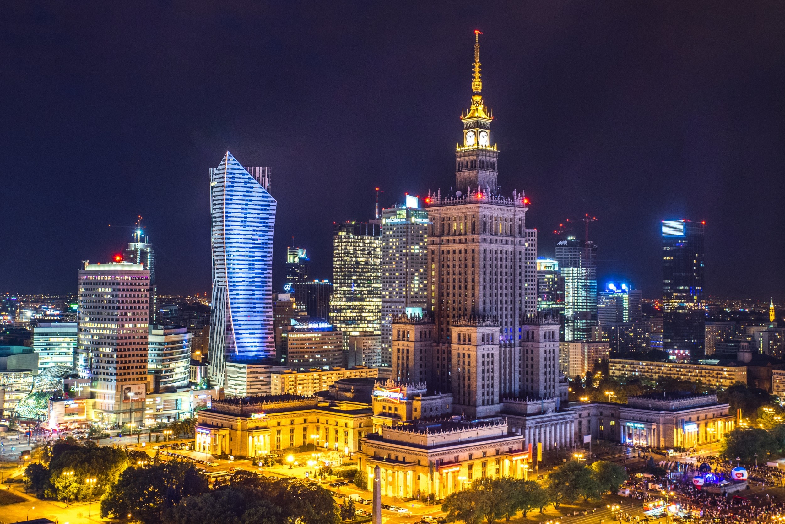 Warsaw city centre by night